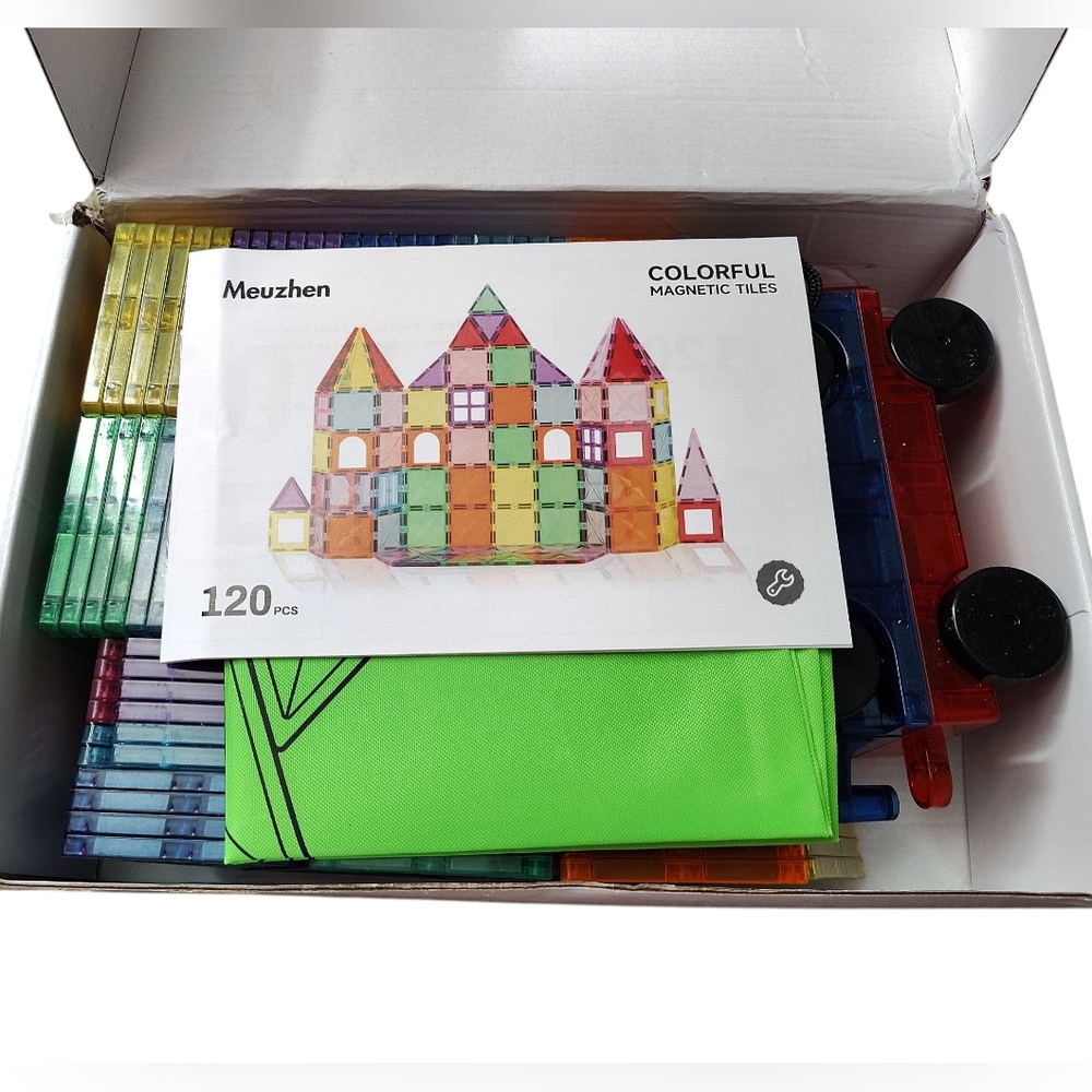 Meuzhen Colorful 120 Magnetic Building Blocks Set With Book Of Ideas - Picture 8 of 8